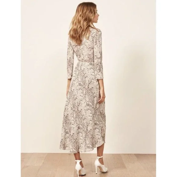 Reformation NEW Jaz Wrap Midi Dress In Python Size XS - Picture 10 of 16